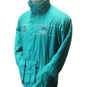 Vintage 90s Saskatchewan Rough Riders Cfl Football Green Long Jacket Lined Puffy